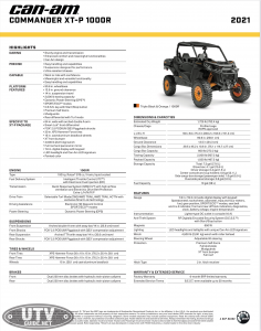 2021 Can-Am Commander XT-P Specifications