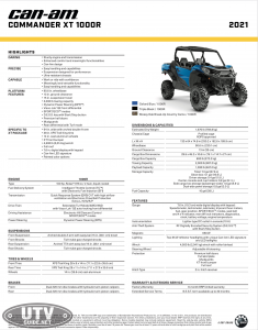 2021 Can-Am Commander Specifications
