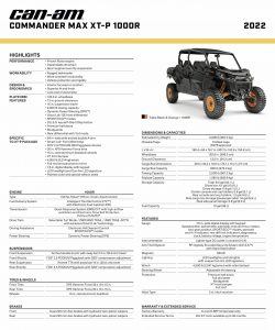 2022 Can-Am Commander Max XT-P Specifications
